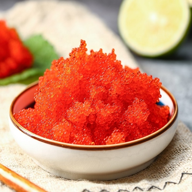 Japanese flavor orange frozen marinated masago fish roe