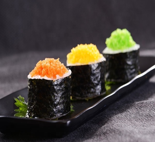 Japanese flavor orange frozen marinated masago fish roe