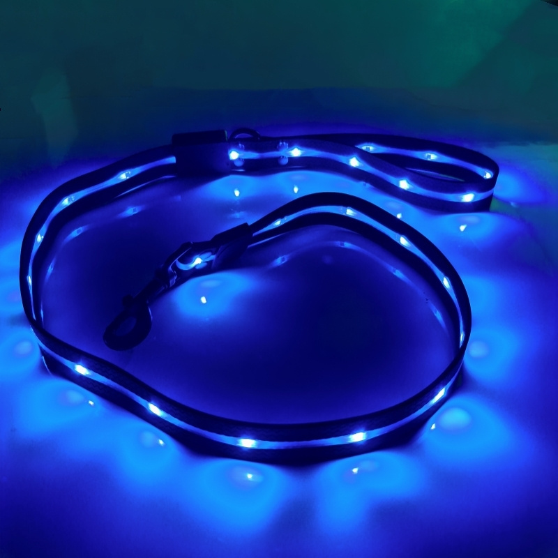 RGB Colors Can Change Color Light Up Dog Leash Led Illuminating  Pet Leashes Reflective LED USB Rechargeable Dog Lead