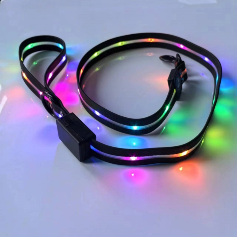 RGB Colors Can Change Color Light Up Dog Leash Led Illuminating  Pet Leashes Reflective LED USB Rechargeable Dog Lead