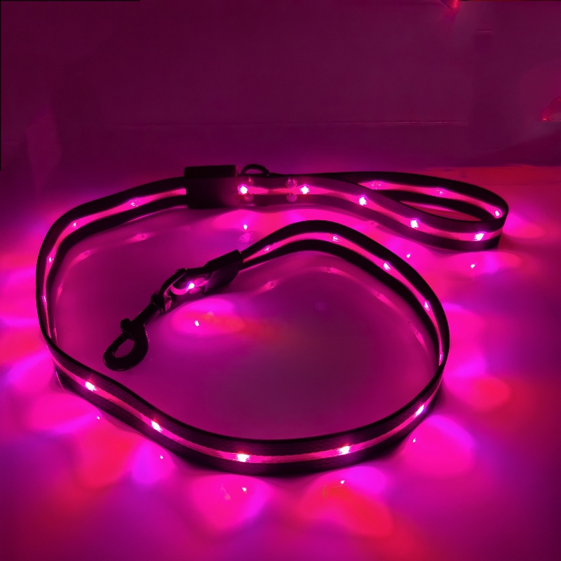 RGB Colors Can Change Color Light Up Dog Leash Led Illuminating  Pet Leashes Reflective LED USB Rechargeable Dog Lead