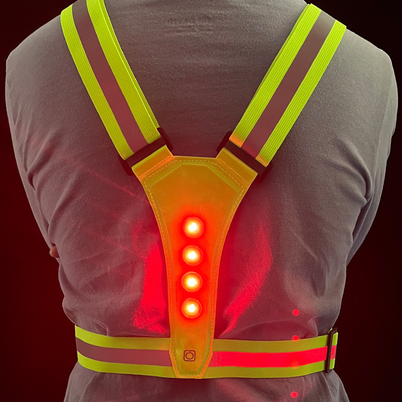 LED Reflective Running Safety Vest Adjustable Night Vest Visibility LED Lights for Running Cycling Walking