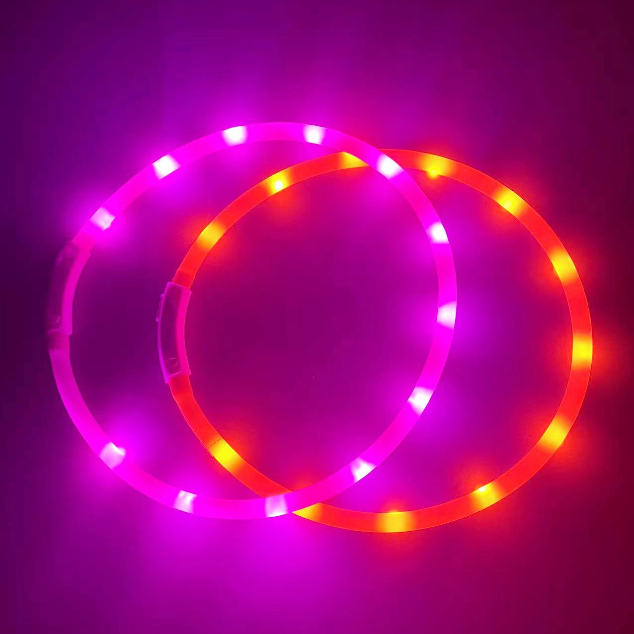 USB Rechargeable LED Dog Pet Flashing Collar Light Up Chargeable USB Rechargeable LED Light Silicone Dog Collar