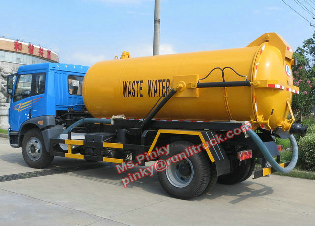 8000Liters Septic Tanker Truck JieFang Faw Vacuum Sewage Suction Trucks