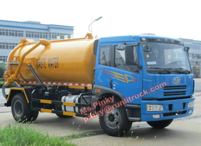 8000Liters Septic Tanker Truck JieFang Faw Vacuum Sewage Suction Trucks