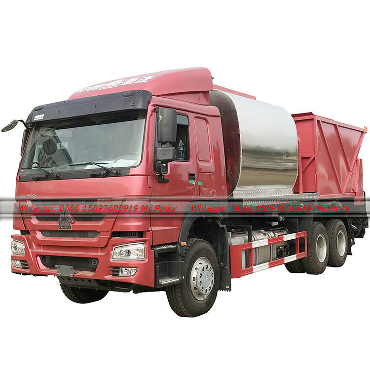 336HP HOWO Asphalt Crushed Stone Synchronous Seal Car Road Machines synchronous chip sealer Bitumen spreader truck