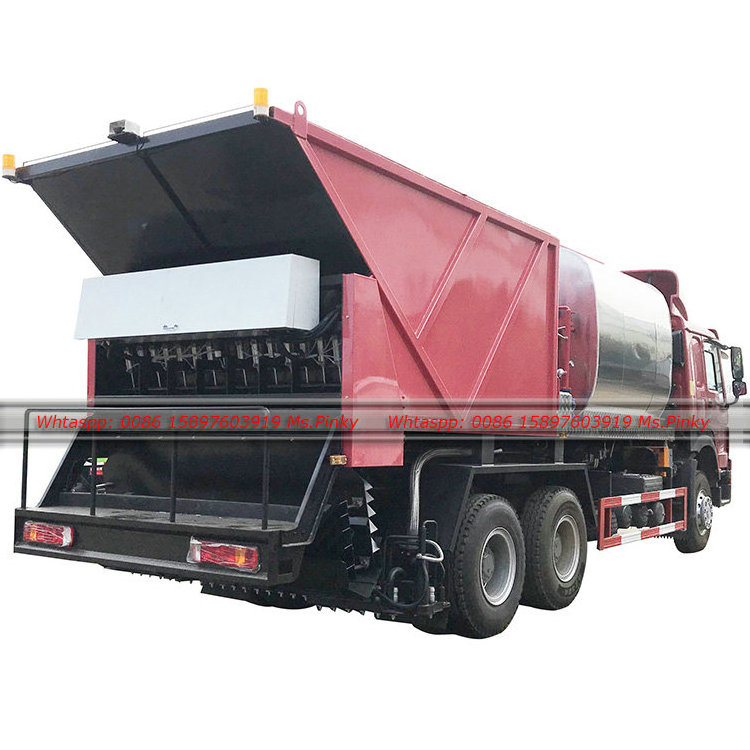 336HP 10Wheels HOWO Macadam Gravel Paver Rubber Asphalt Synchronous Chip Sealer Asphalt Crushed Stone Synchronous Seal Car