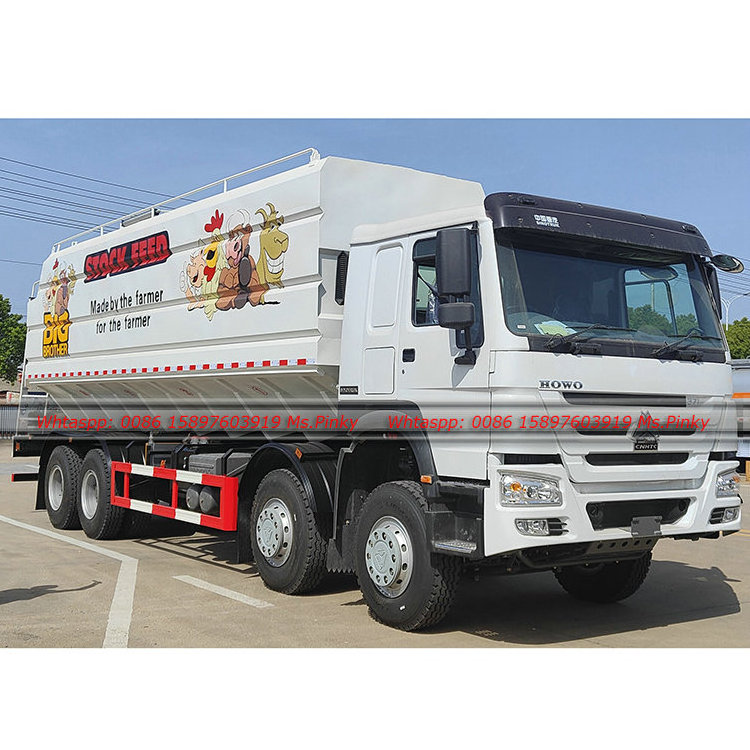 Superior Quality Sinotruk HOWO RHD Feed Grain Transport Truck For Poultry Bulk Feed Animals Feeding Delivery Trucks