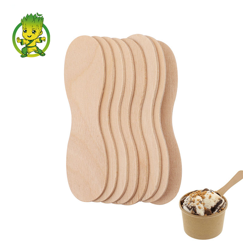 Customizable logo Wooden Ice Cream Mini Tasting Spoons Bulk Disposable Sticks Small Dessert Spoons for Mayonnaise Cakes Yogurt