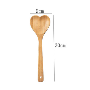 Wooden Heart Shaped Bamboo Spoon Spatula Cooking Utensil for Mother's Day Housewarming Birthday Wedding Girlfriend and Grandma