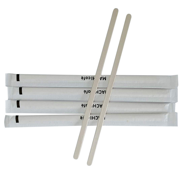 Good market  automatic vending wrapped wood  bags logo disposable coffee stirrer coffee stick