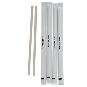 Good market  automatic vending wrapped wood  bags logo disposable coffee stirrer coffee stick