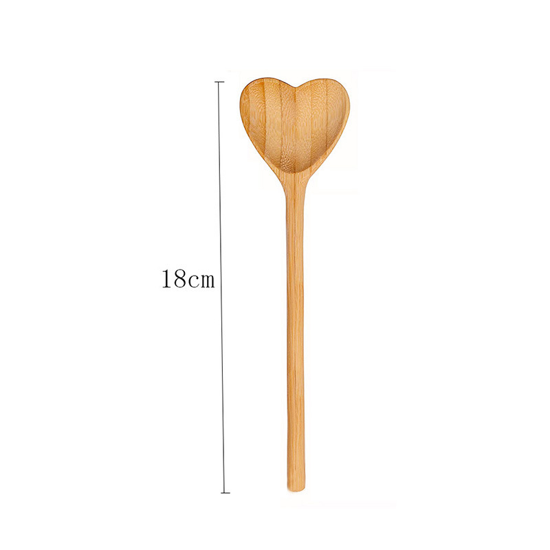 Wooden Heart Shaped Bamboo Spoon Spatula Cooking Utensil for Mother's Day Housewarming Birthday Wedding Girlfriend and Grandma