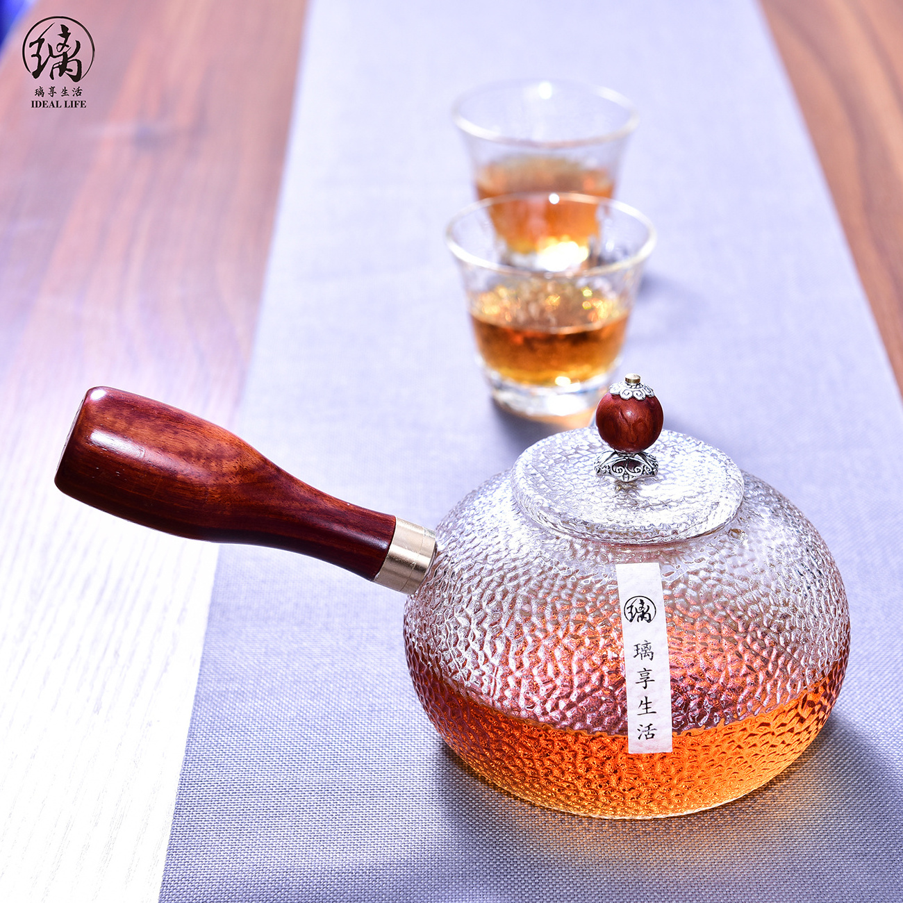 High Borosilicate Glass Tea Pot Top Quality Tea Maker With Wood Handle