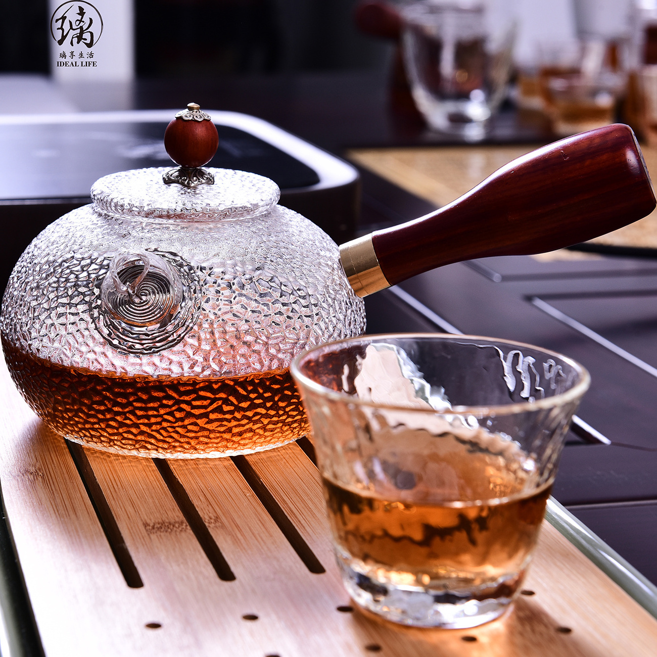 High Borosilicate Glass Tea Pot Top Quality Tea Maker With Wood Handle