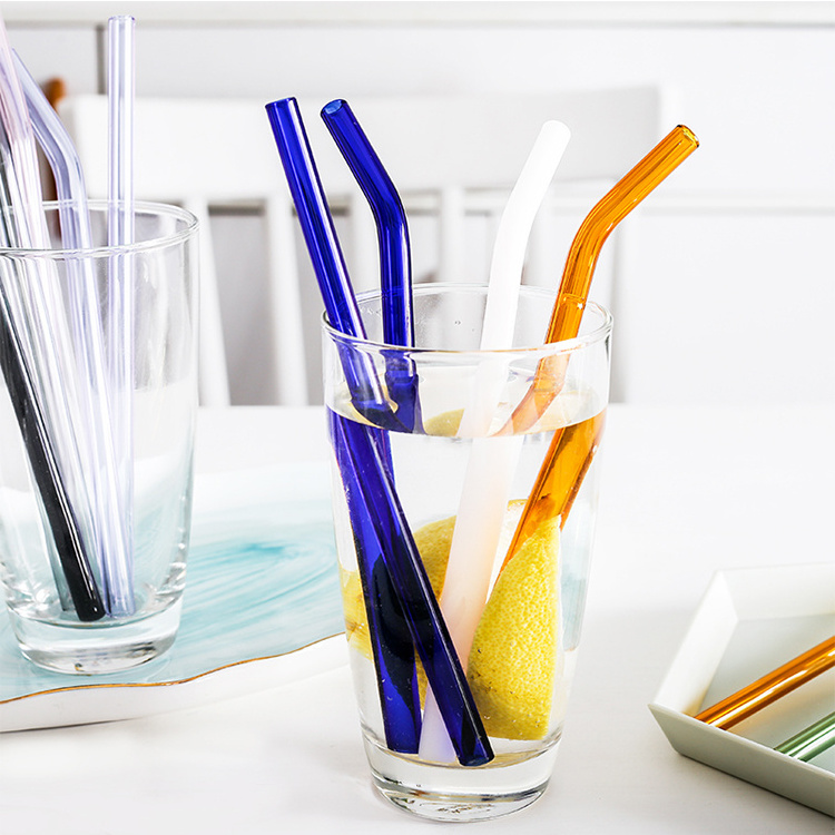 Wholesale party  reusable borosilicate smoothie straight color glass straws