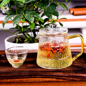 Handblown Clear High Borosilicate Small Glass Teapot With Infuser and Colorful Handle