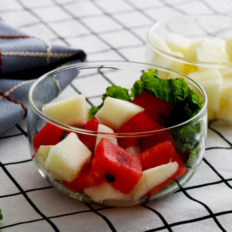 Heat-resistant High Borosilicate Glass Single-layer Household Transparent Fruit Salad Glass Bowl