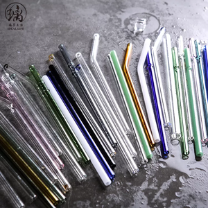 Wholesale party  reusable borosilicate smoothie straight color glass straws