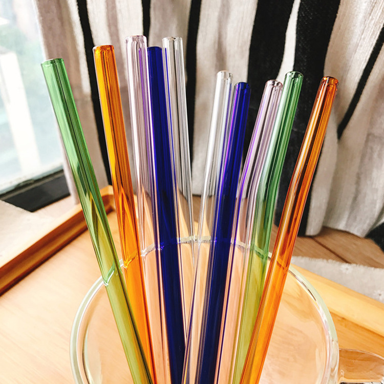 Wholesale party  reusable borosilicate smoothie straight color glass straws