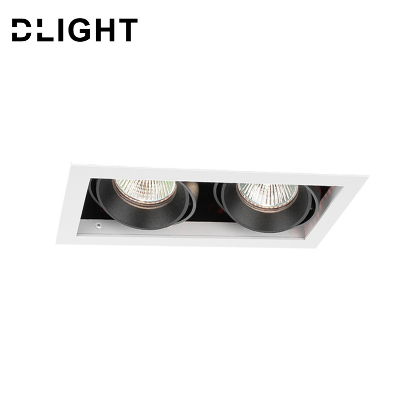 High Quality Project 7W Hotel adjustable GU5.3 square MR16 Recessed Grille Downlight Fixture