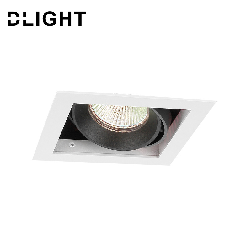 High Quality Project 7W Hotel adjustable GU5.3 square MR16 Recessed Grille Downlight Fixture