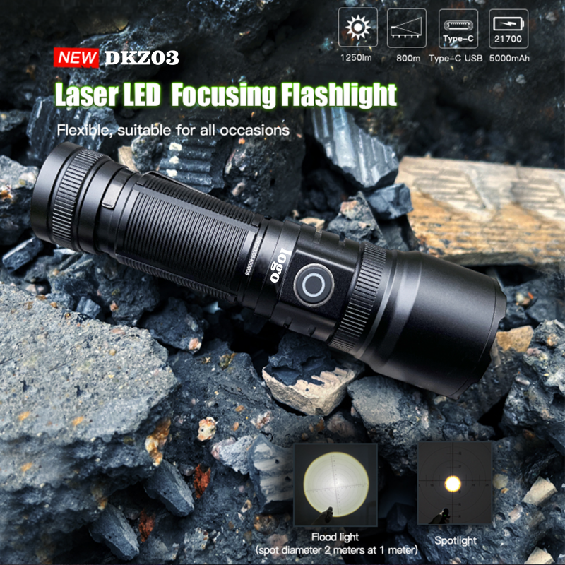 Super Bright 10000 high lumen ZOOM Flashlight powerfull Torch Light linterna Type C Long Range  LED Flashlight Rechargeable