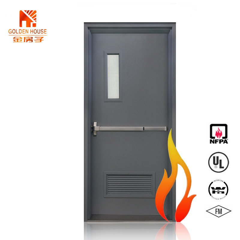 UL listed approve 180 minute steel commercial emergency exit fire rated door with panic bar lock