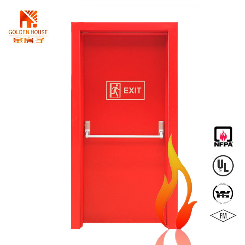 UL listed approve 180 minute steel commercial emergency exit fire rated door with panic bar lock