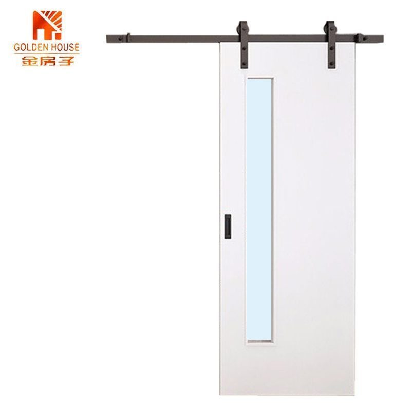 various Glass insert solid wood door interior  Sliding wood barn door with steel hardware set