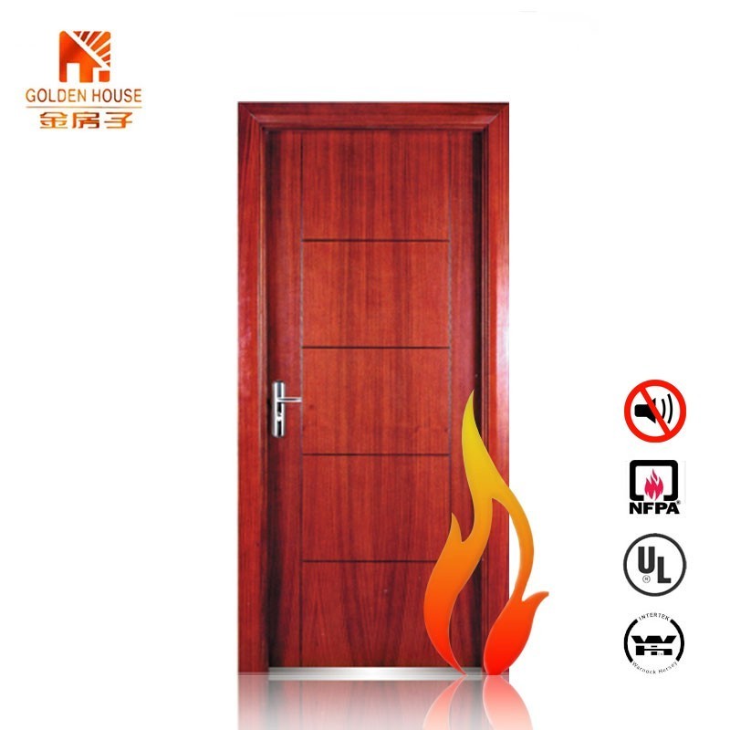 38 DB  Acoustic Wood 3  panel  embossed fire doors Soundproof Door for hotel