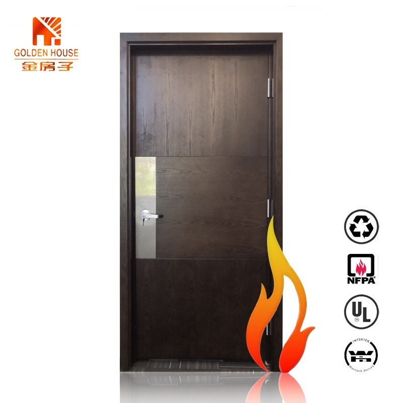 Custom size 20 to 90minutes fire rated timber door composite hotel wood fireproof doors interior