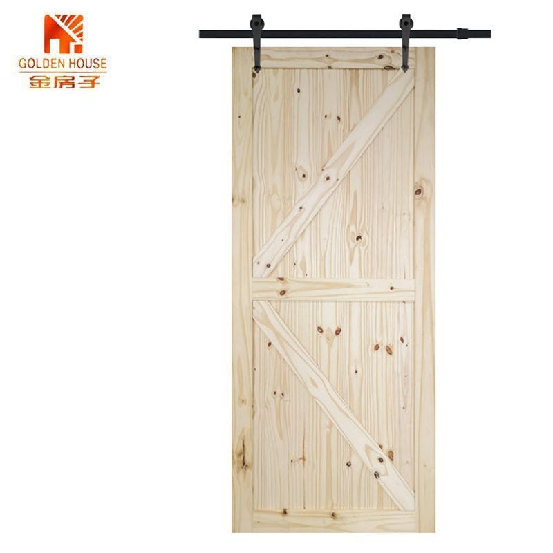 various Glass insert solid wood door interior  Sliding wood barn door with steel hardware set