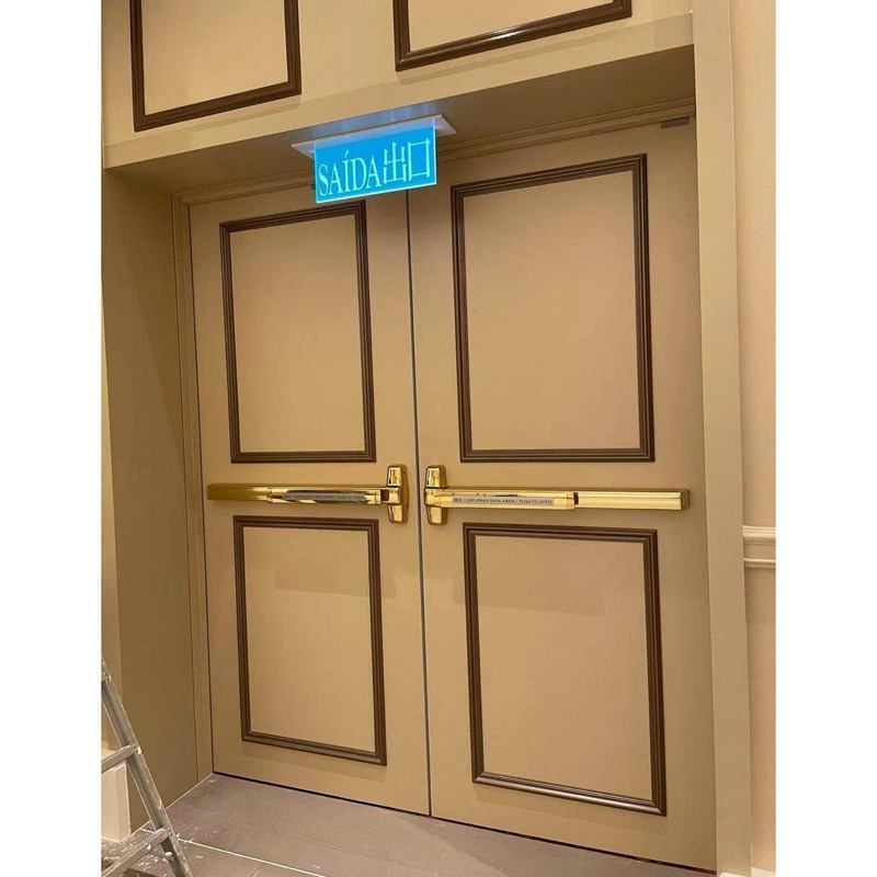 hotel cinema lounge 90 minute inlay strips fashion design evacuation exit fire rated double steel door