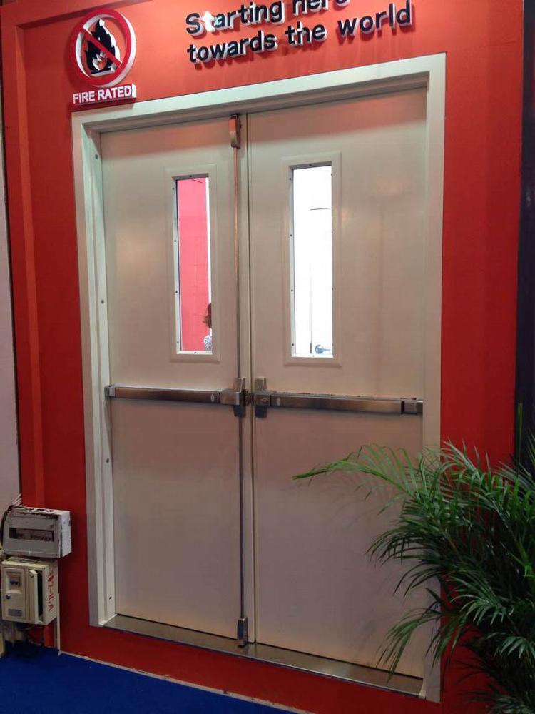 Custom Exterior Front Entry Security Double Metal Galvanized Steel Fire Rated Doors with UL approved