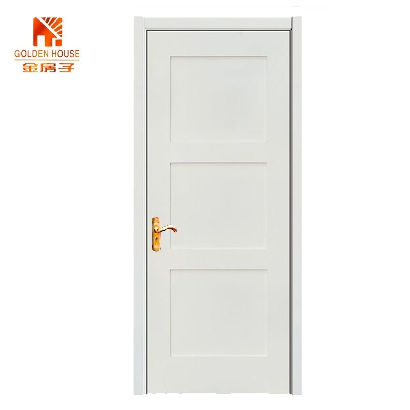 Modern interior room designs mdf wooden 3 panel doors with smart door lock