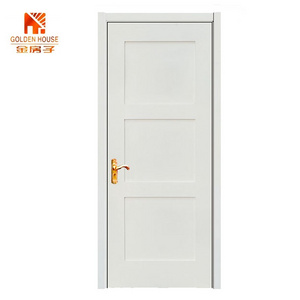 Modern interior room designs mdf wooden 3 panel doors with smart door lock