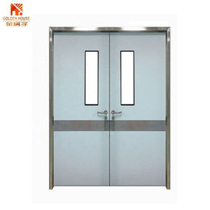 FM Listed approved 90min Fireproof metal door Double Leaf Steel fire rated Doors with Glazing