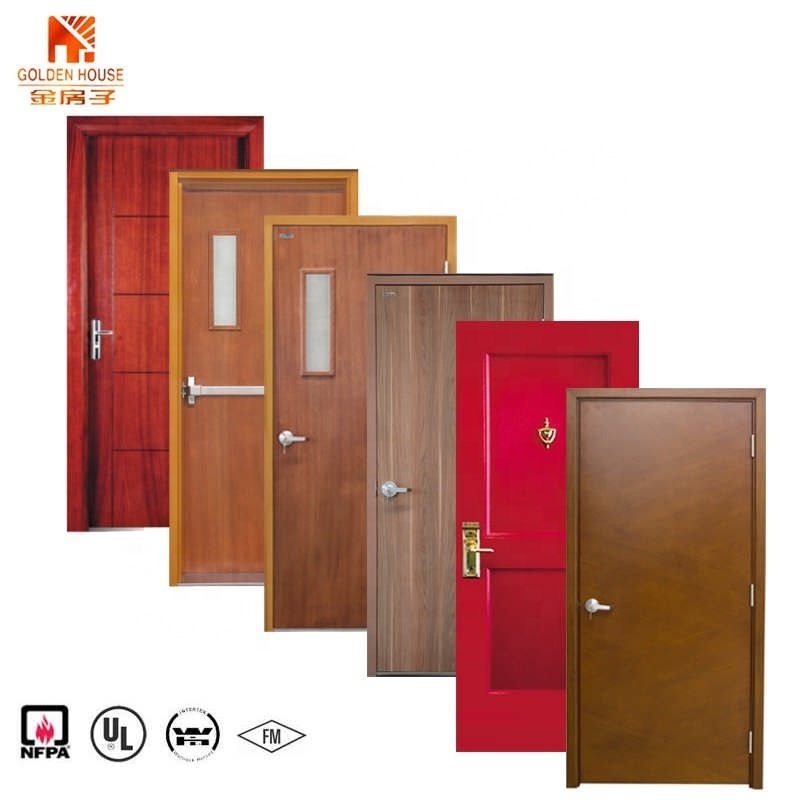 WH approved 90 minutes fireproof Factory Wholesale Single Leaf Wood Fire Door Residential Corridor Fire Rated Door