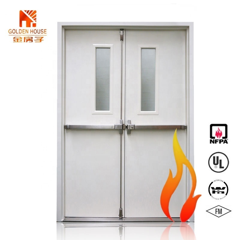 ul approved Commercial Single Swing 180minutes Fireproof Steel Emergency Exit fire rated Door with Panic Bar