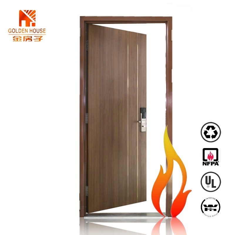 Custom size 20 to 90minutes fire rated timber door composite hotel wood fireproof doors interior