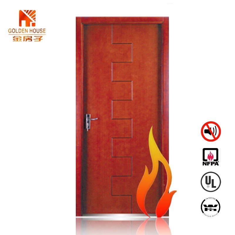 38 DB  Acoustic Wood 3  panel  embossed fire doors Soundproof Door for hotel