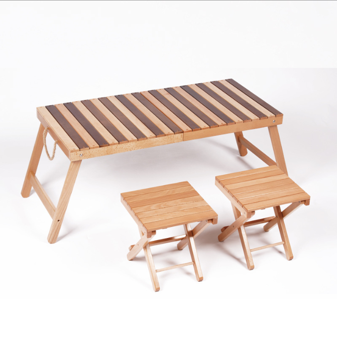 Portable Picnic Table with 2 Seats for Outdoor Camping Picnic BBQ Party and Dining Out Doord Wooden Folding Table and Chairs Set