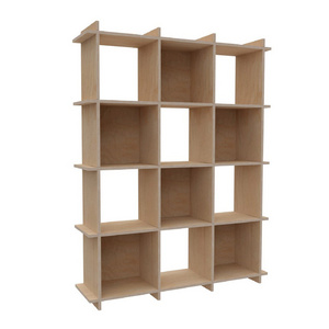 Home Decor Natural Color Wood Bookshelf Book Cube Storage Display Open Shelf 5-Tier Narrow Bookcase Display Book Shelf