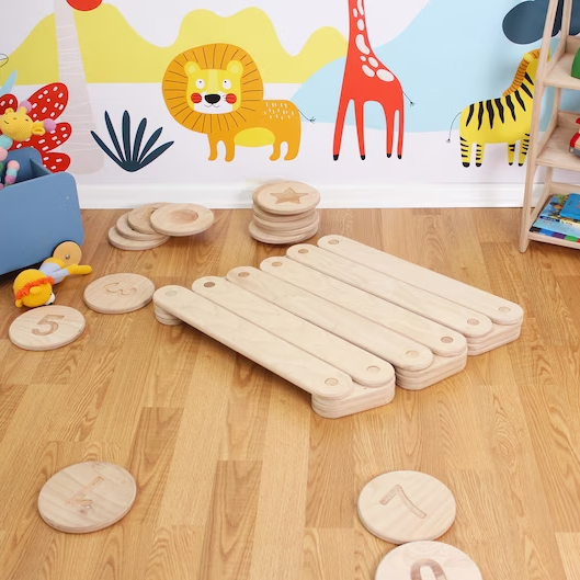 Wooden Education Toy Montessori Toys Christmas Gift Stepping Beam Stepping Stones Kids Little Steps Balance Beam Wooden Stones