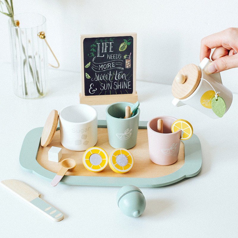 Education Toy Kitchen Accessories Role Play Kitchen Toys Wooden Afternoon Tea Set Pretend Play Tea Set Wooden Toys Tea