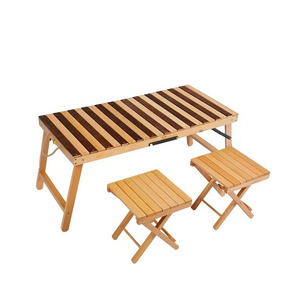 Portable Picnic Table with 2 Seats for Outdoor Camping Picnic BBQ Party and Dining Out Doord Wooden Folding Table and Chairs Set