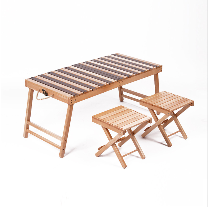 Portable Picnic Table with 2 Seats for Outdoor Camping Picnic BBQ Party and Dining Out Doord Wooden Folding Table and Chairs Set