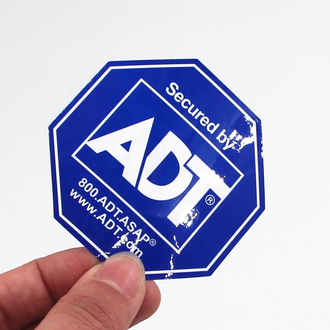 Double Sided Printed Label Sticker ADT Security Sign Sticker 4 Blue Octagon-Shaped Video Surveillance System Security Sticker