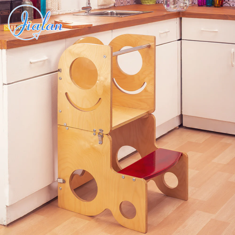 Children'S Room Learning Tower For Children Oak Woorden Step Stool Kitchen Helper For Toddlers Hidden Pull Out Step Stool